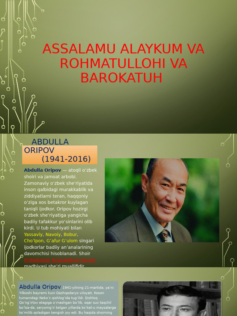 Abdulla Oripov Slayd | PDF