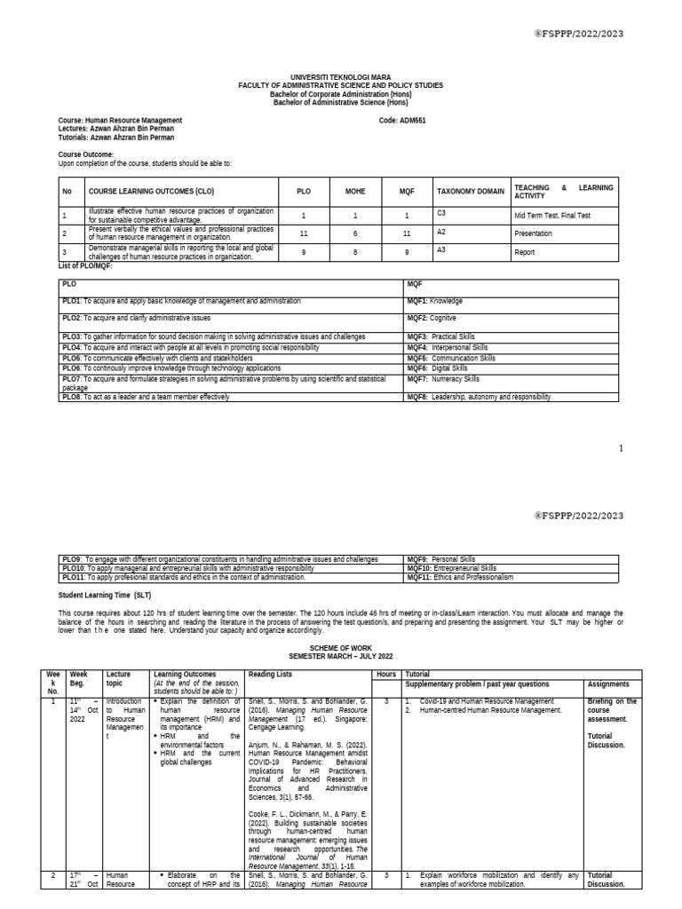 Human Resource Management Course Overview | PDF | Performance Appraisal ...