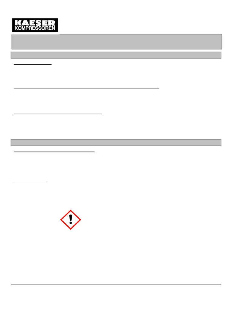 KAESER Compressor Oil Safety Data Sheet | PDF | Toxicity | Dangerous Goods