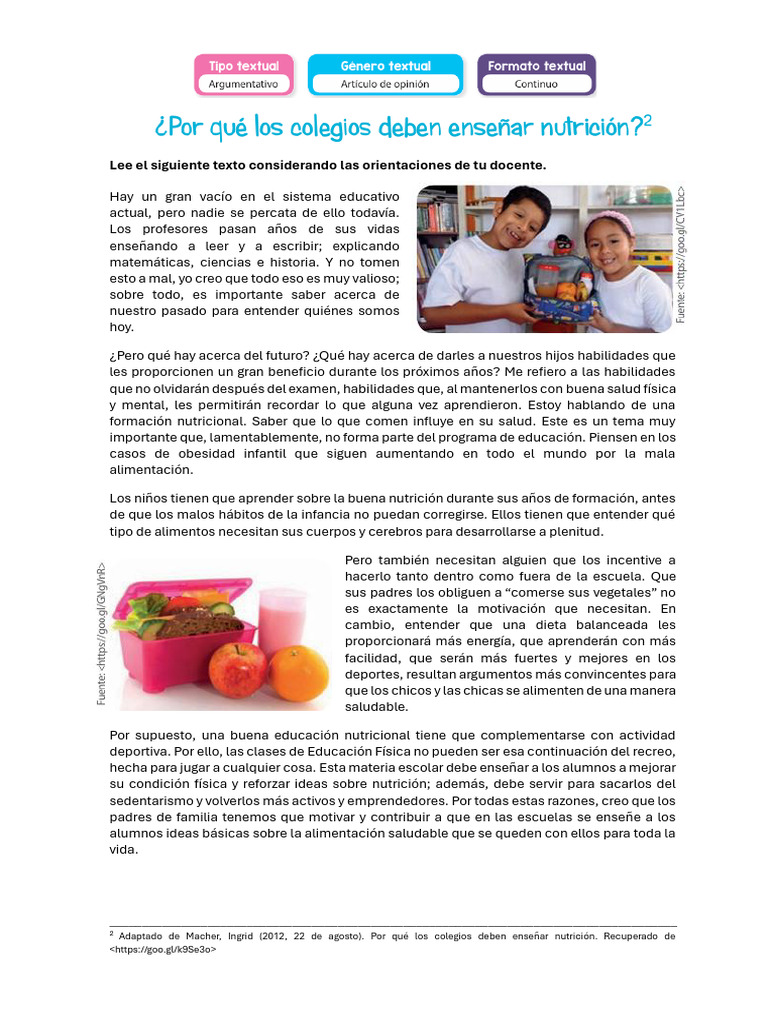 Educación Nutricional en Escuelas | PDF | Nutrición | Dieta y nutrición