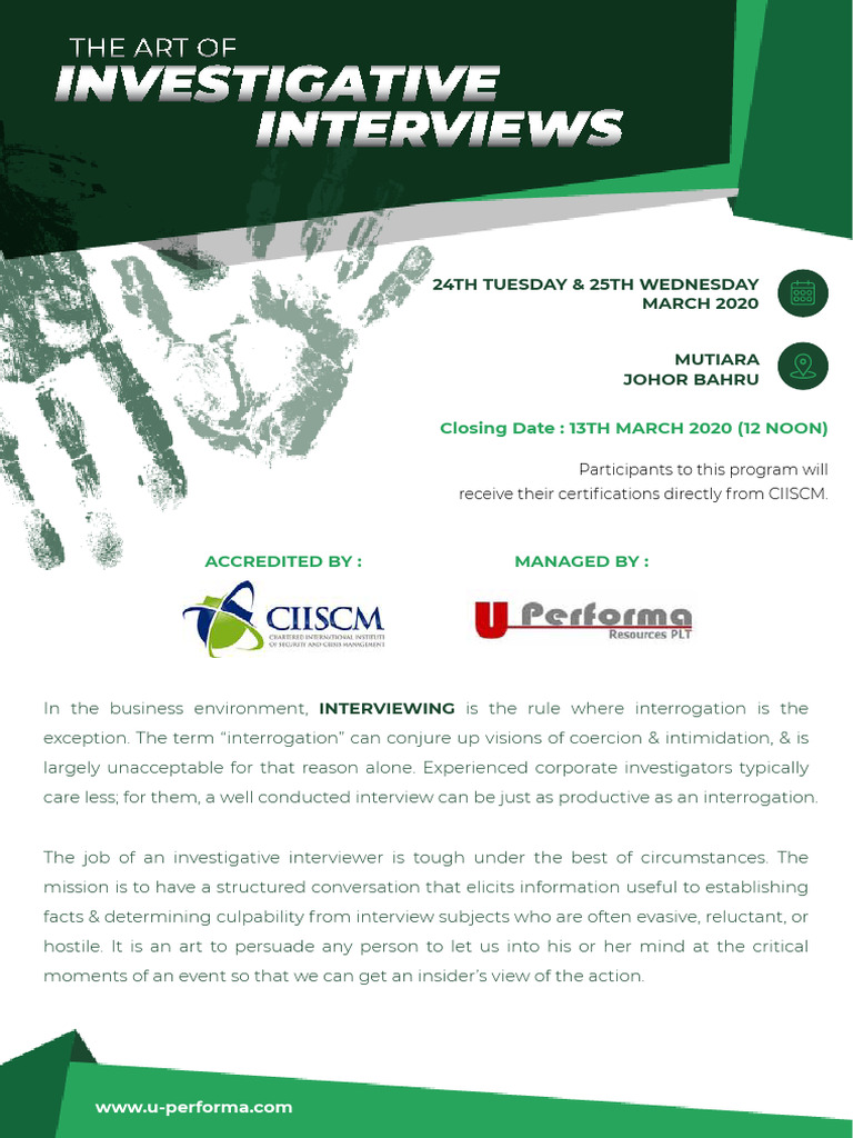 The Art of Investigative Interviews JB-Mar 2020 | PDF
