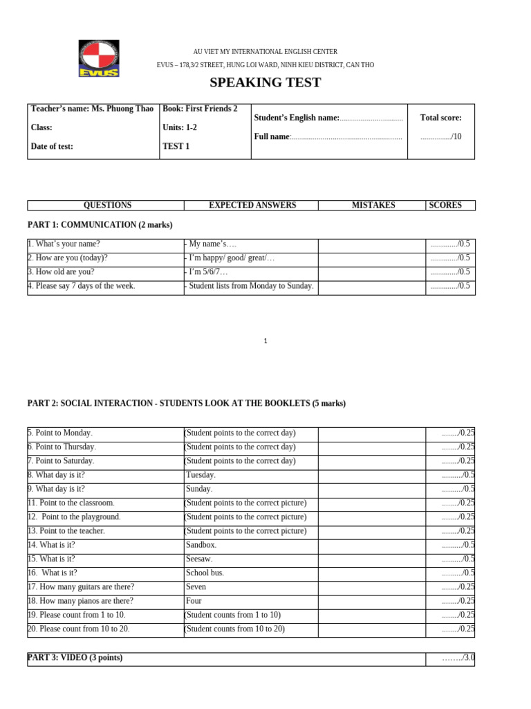 English Speaking Test Format for Kids | PDF | Chess Openings | Chess