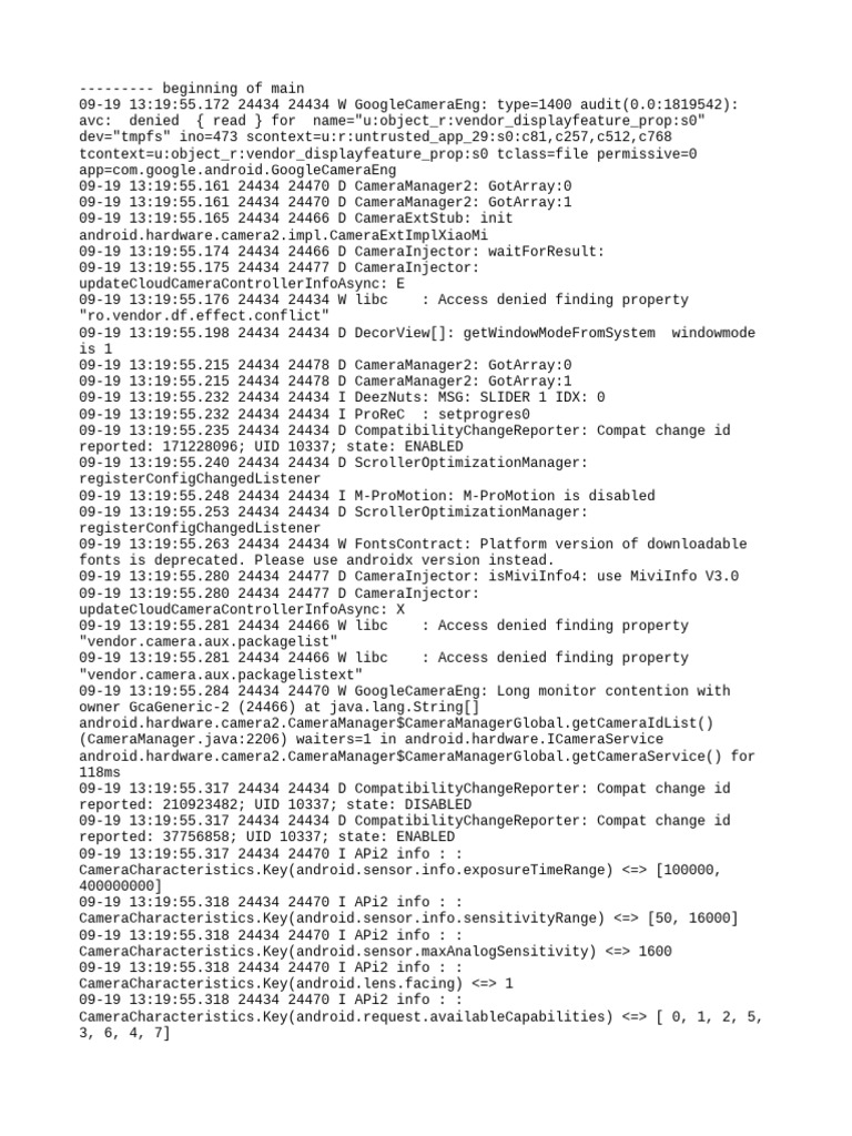 Camera Log Analysis and Debugging Data | PDF | Software Engineering ...