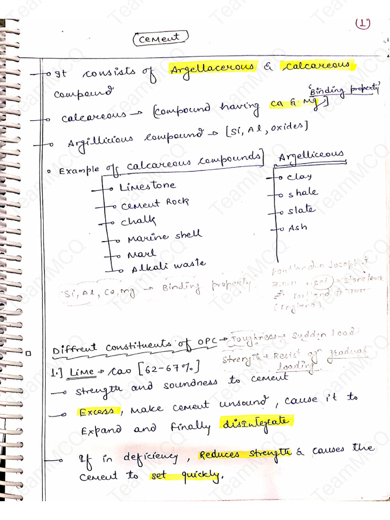 Short Notes Cement BMC | PDF