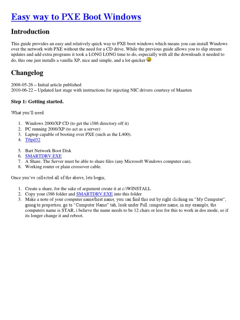 Easy PXE Boot Setup for Windows 10 | PDF | Booting | Windows Xp