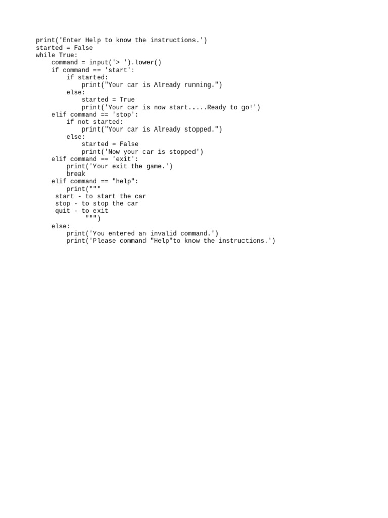 Car Control Command Instructions | PDF