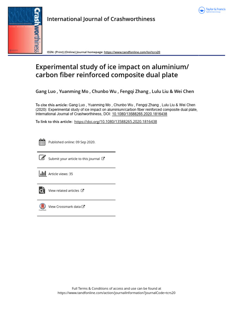 Ice Impact on Composite Dual Plates Study | PDF | Composite Material ...