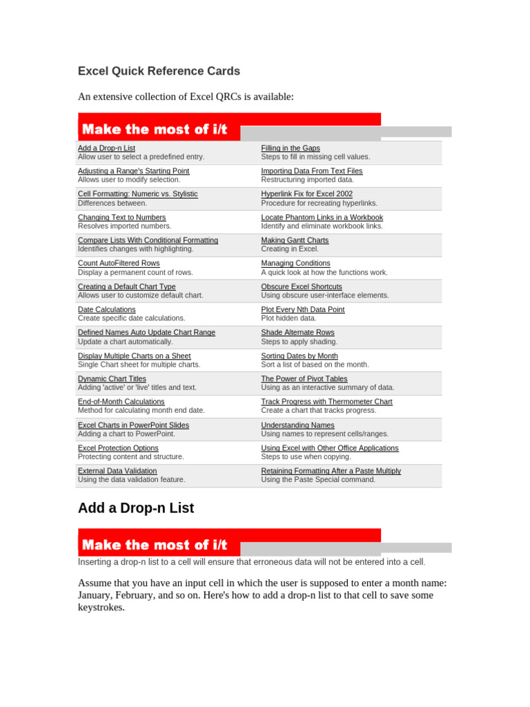 Essential Excel Quick Reference Guide | PDF | Microsoft Excel | Decimal