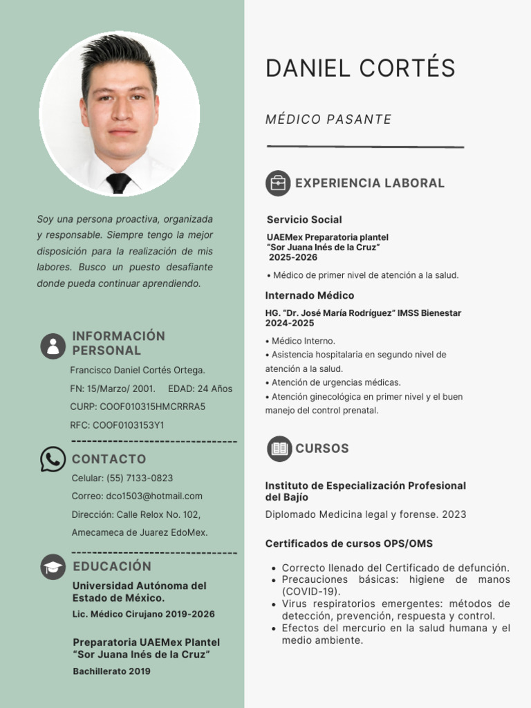 Curriculum Vitae Daniel Cortés 1 | PDF | Cuidado de la salud | Medicina