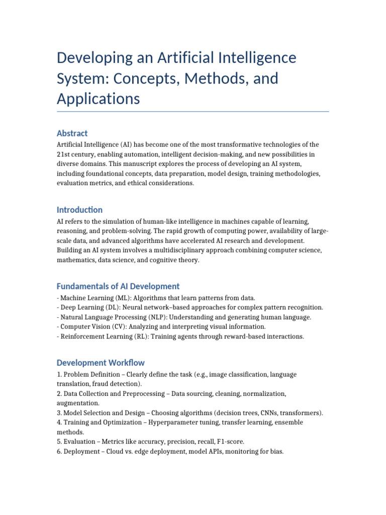 AI System Development: Concepts & Methods | PDF | Artificial ...