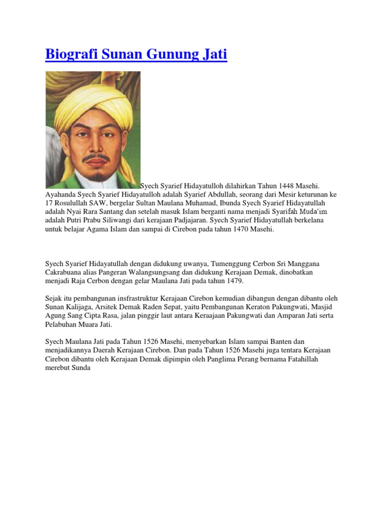 Biografi Sunan Gunung Jati: Perjalanan Hidup dan Pengaruhnya dalam Sejarah Islam
