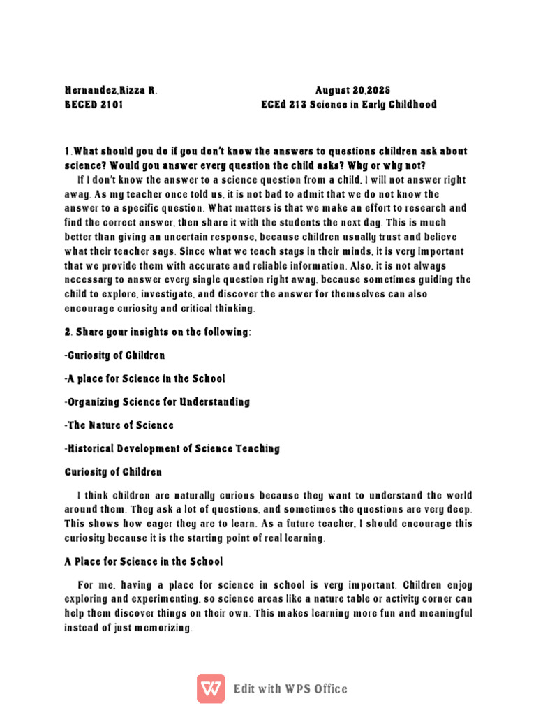 Importance of Science in Early Education | PDF | Science | Learning
