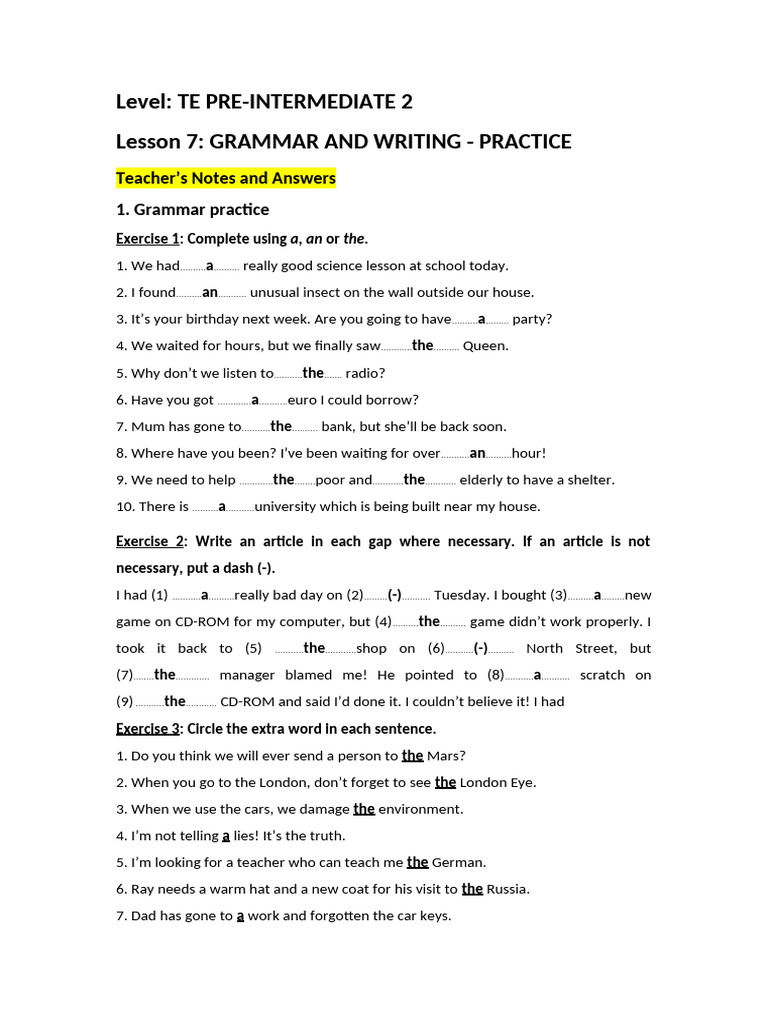 Grammar Practice for Pre-Intermediate 2 | PDF | Chess | Chess Theory