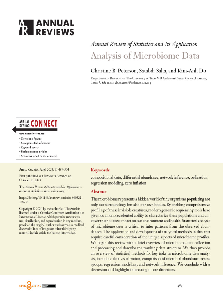 Microbiome Data Analysis Methods | PDF | Microbiota | Principal ...