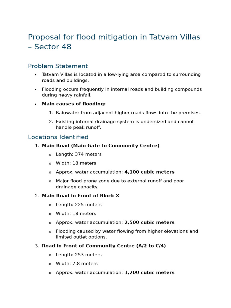 Flood Mitigation Proposal for Tatvam Villas | PDF | Flood | Surface Runoff