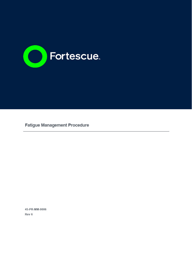 Fatigue Management Procedure Overview | PDF | Shift Work | Occupational ...