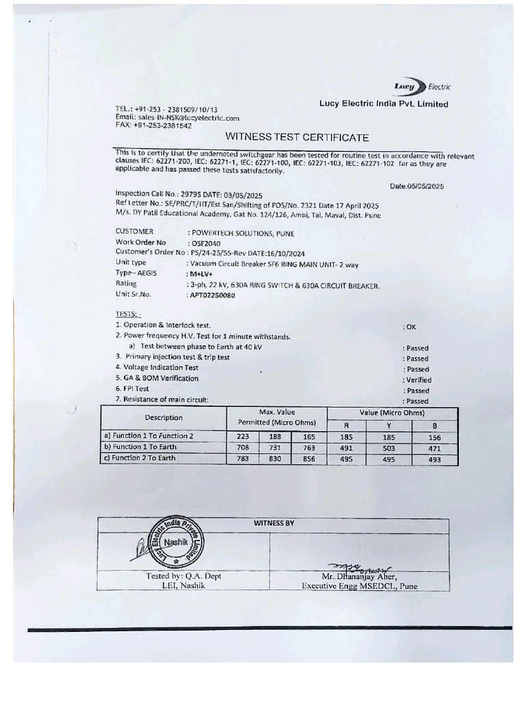 Test Report For Metering Cubicl With CT | PDF