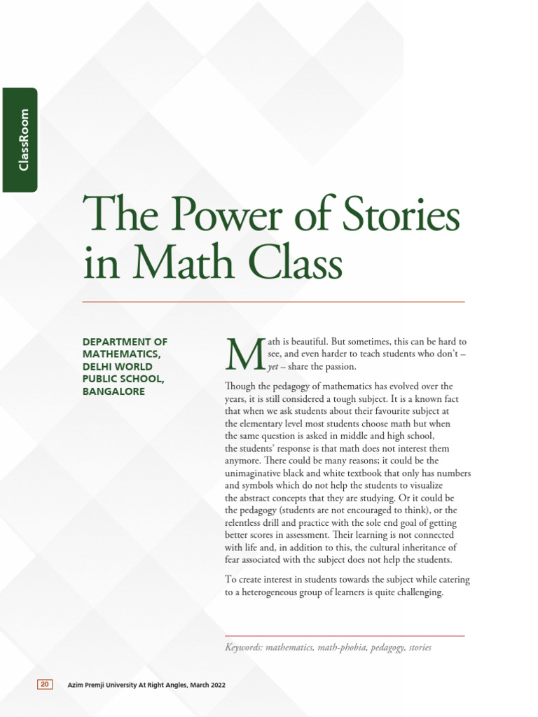 Engaging Students in Math Through Storytelling | PDF | Mathematics