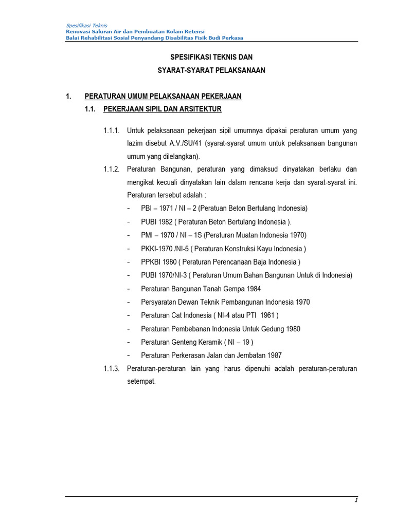 Spesifikasi Teknis | PDF