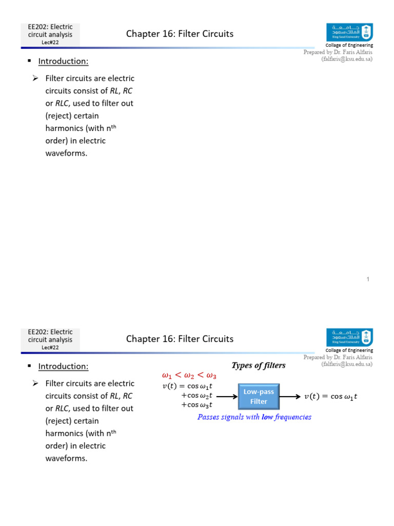 Reference On RLC Filters | PDF | Low Pass Filter | Electronic Filter