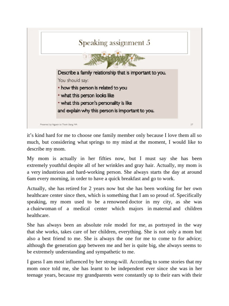 Speaking Assignment 5 | PDF