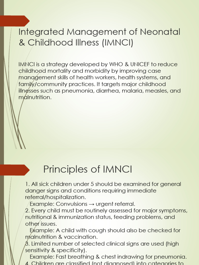 IMNCI Principles for Child Health Management | PDF