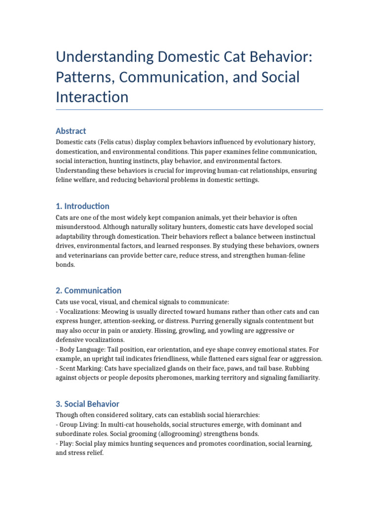Understanding Cat Behavior and Welfare | PDF | Cats | Psychology