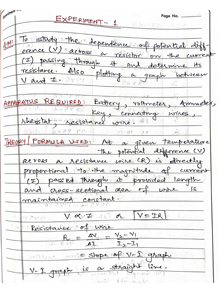 Exp 1 Class 10 Physics | PDF