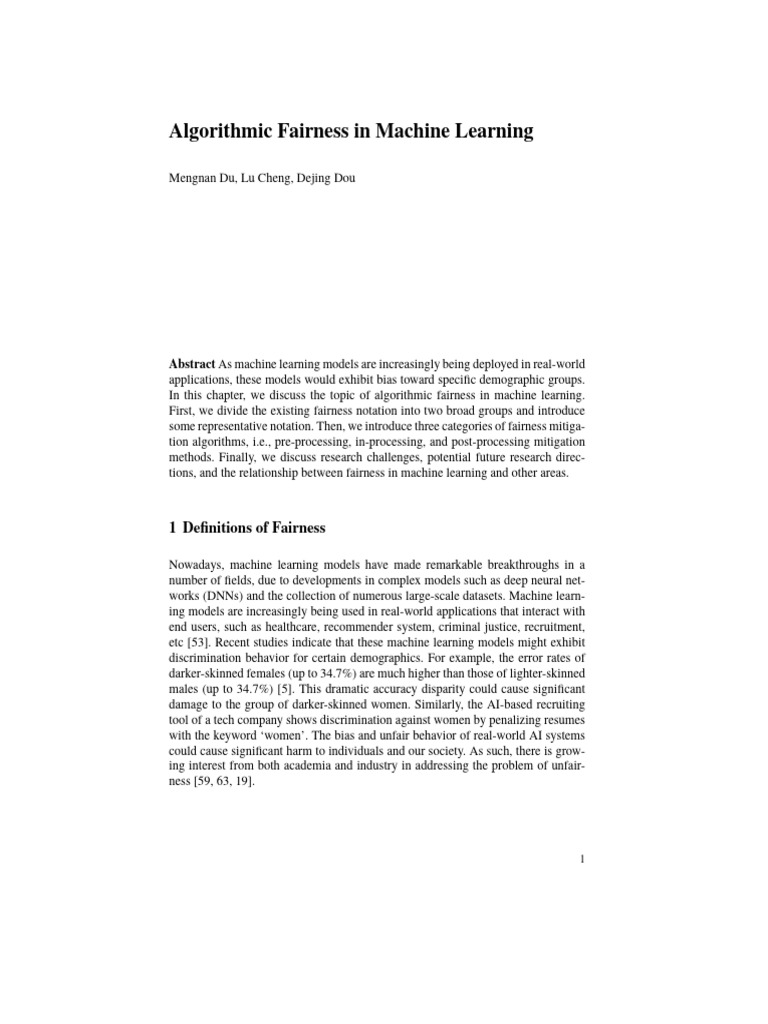 Understanding Algorithmic Fairness in ML | PDF | Machine Learning ...