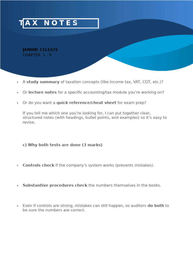 Taxation Concepts Study Notes | PDF