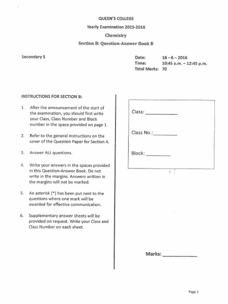 1516 - S5 - YE - CHEM - Section B Questions | PDF