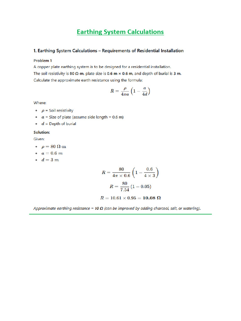 Earthing System Calculations | PDF