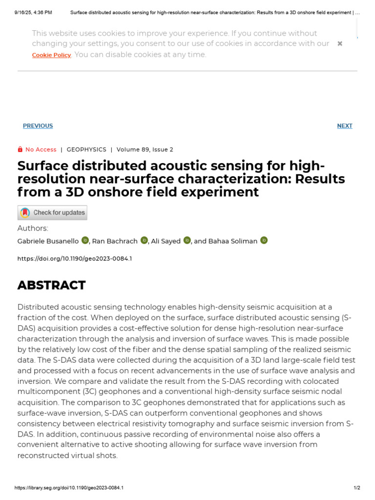 Surface Distributed Acoustic Sensing For High-Resolution Near-Surface ...