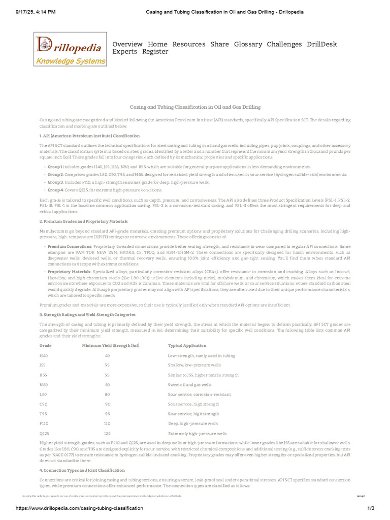 Casing Grades in Oil & Gas Drilling | PDF | Strength Of Materials ...