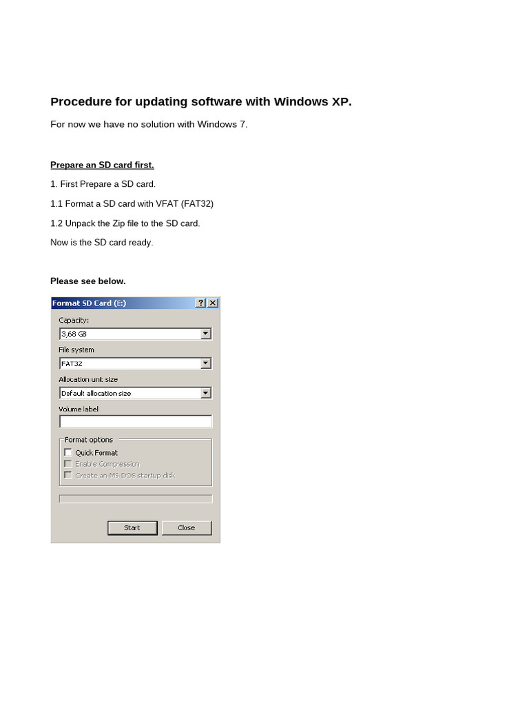Update Software Procedure for Windows XP | PDF