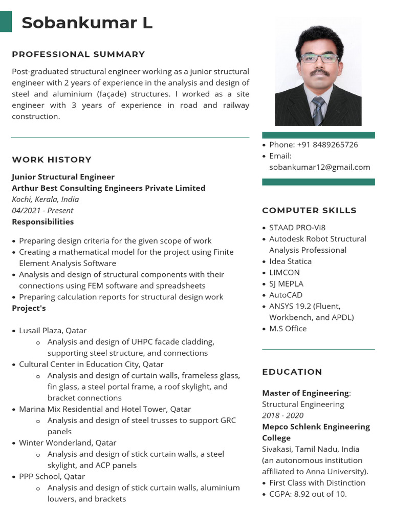 Junior Structural Engineer Profile | PDF | Civil Engineering