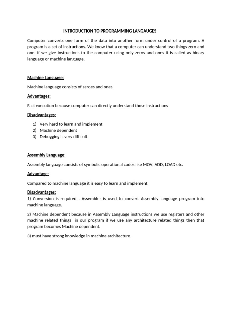 Overview of Programming Languages | PDF | Object Oriented Programming ...
