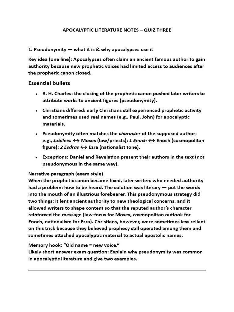 Understanding Apocalyptic Literature | PDF | Apocalyptic Literature ...