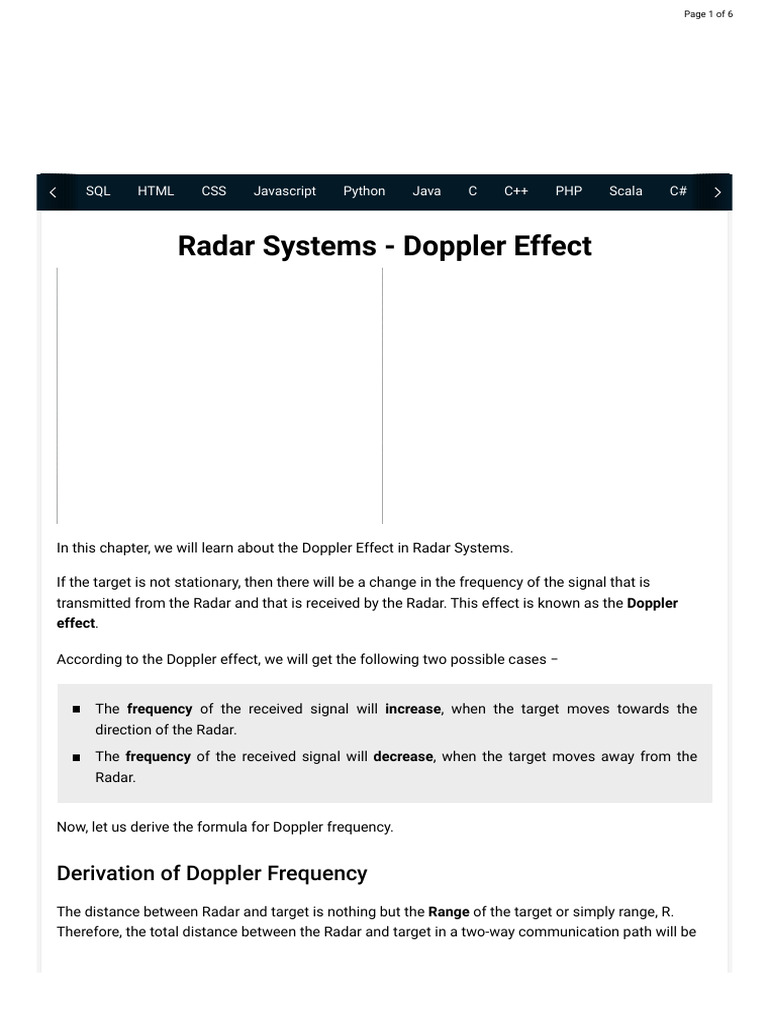 Doppler Effect in Radar Systems | PDF | Radar | Doppler Effect