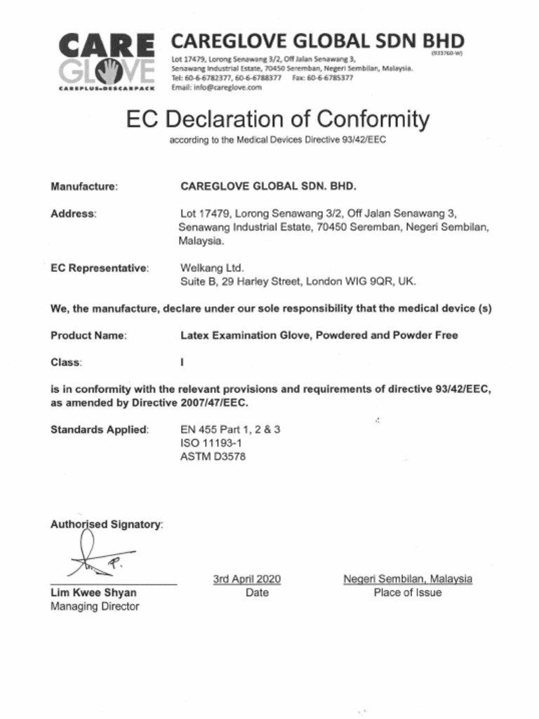 EC Declaration of Conformity 2020 (Latex) | PDF