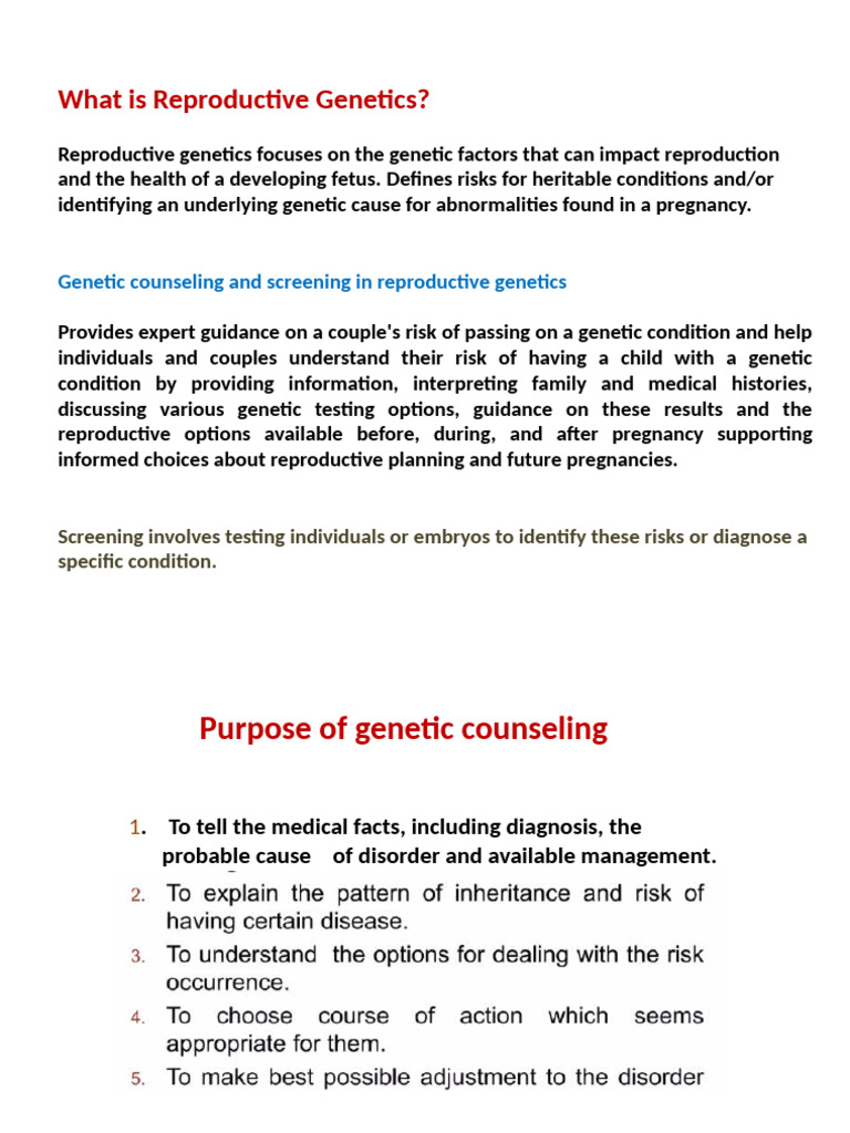 Understanding Reproductive Genetics | PDF | Genetic Disorder | Genetic ...