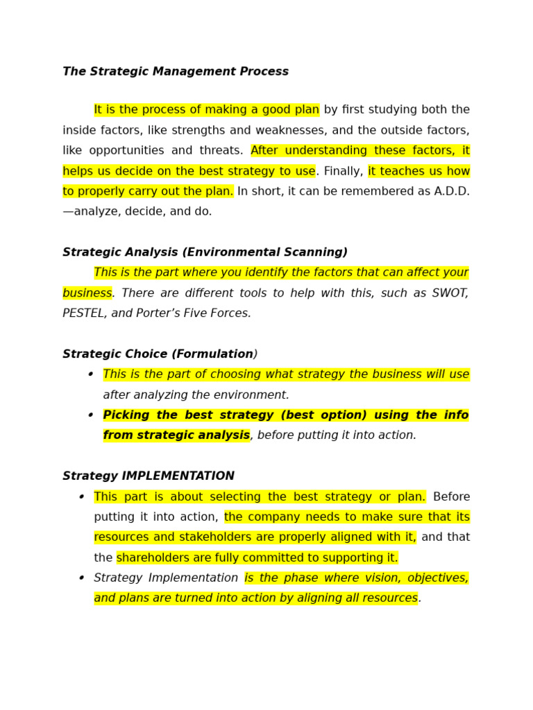 Strategic Management Process Overview | PDF | Strategic Management ...