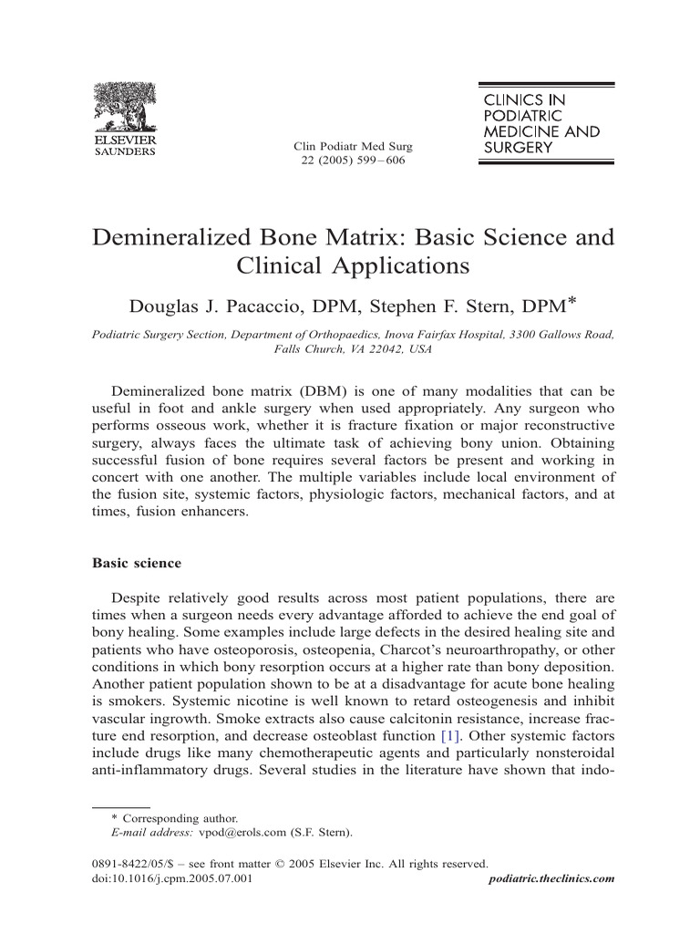 Demineralized Bone Matrix in Surgery | PDF