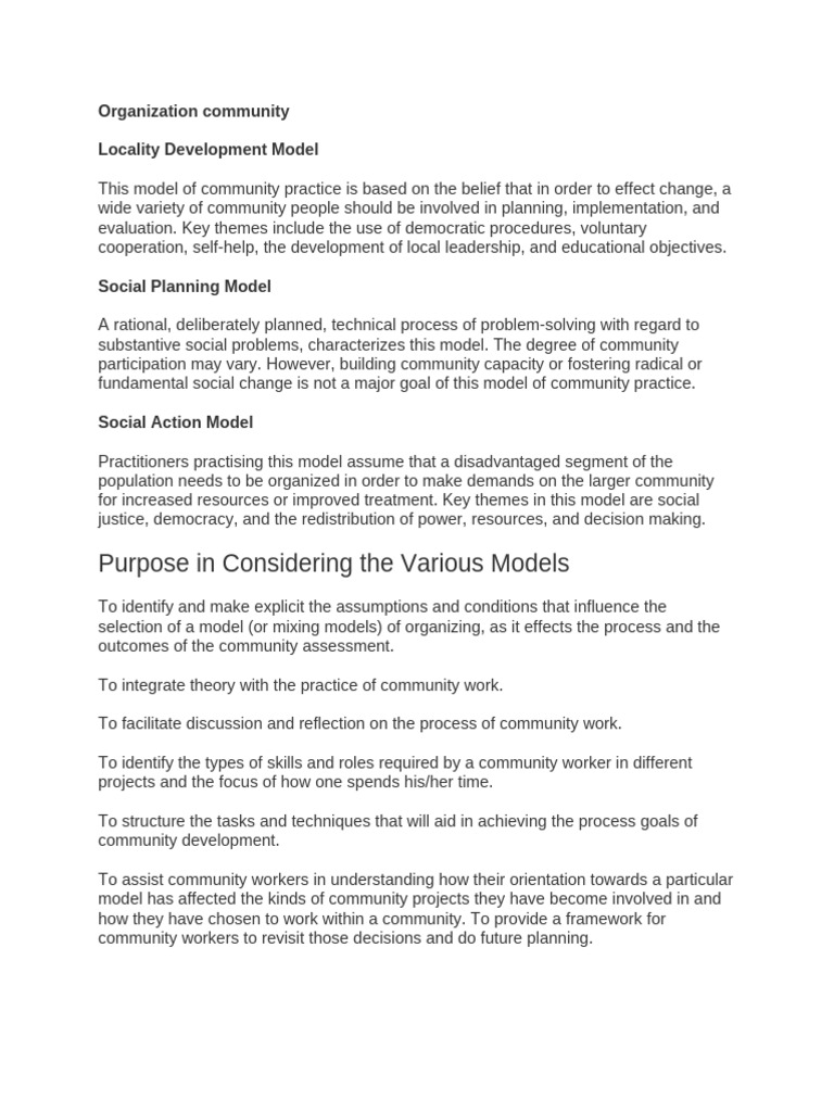 Community Practice Models Explained | PDF