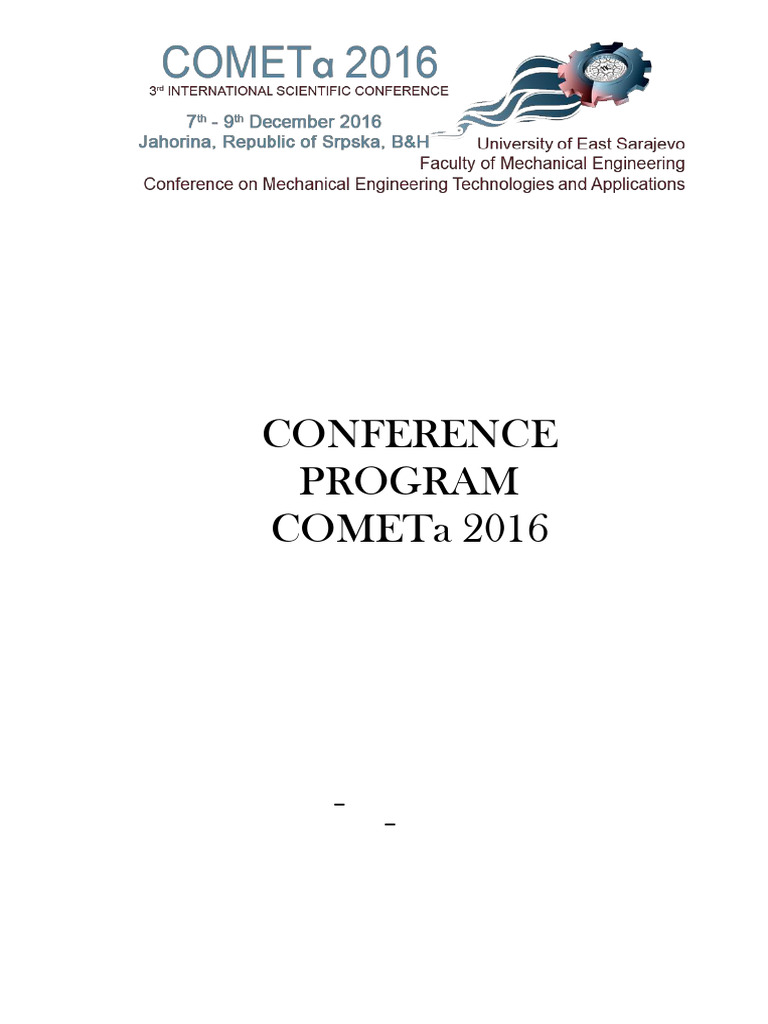 COMETa 2016 Conference Program | PDF | Serbia | Gear