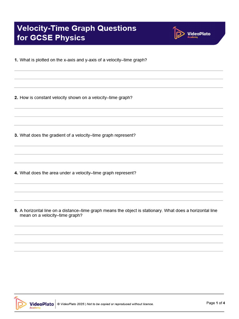 Velocity Time Graph Questions GCSE Physics | PDF | Velocity | Acceleration