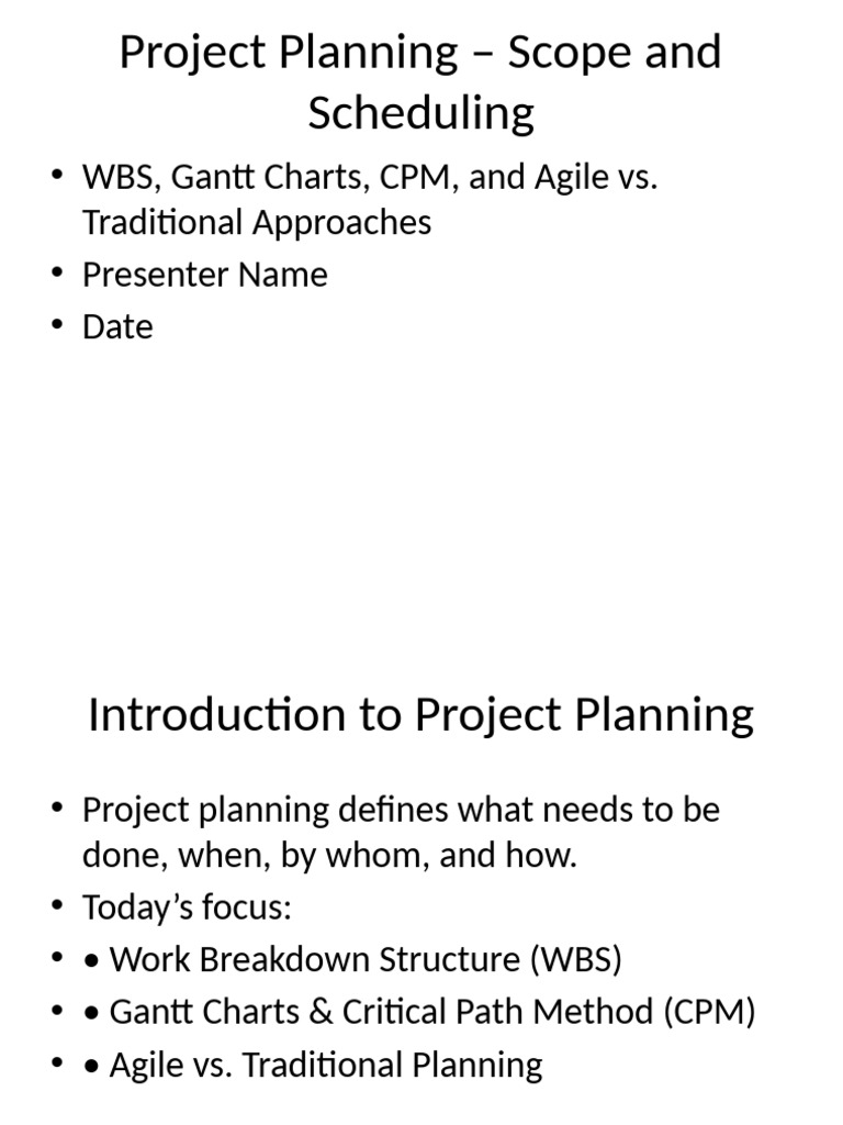 Project Planning: WBS, Gantt & Agile | PDF | Agile Software Development ...