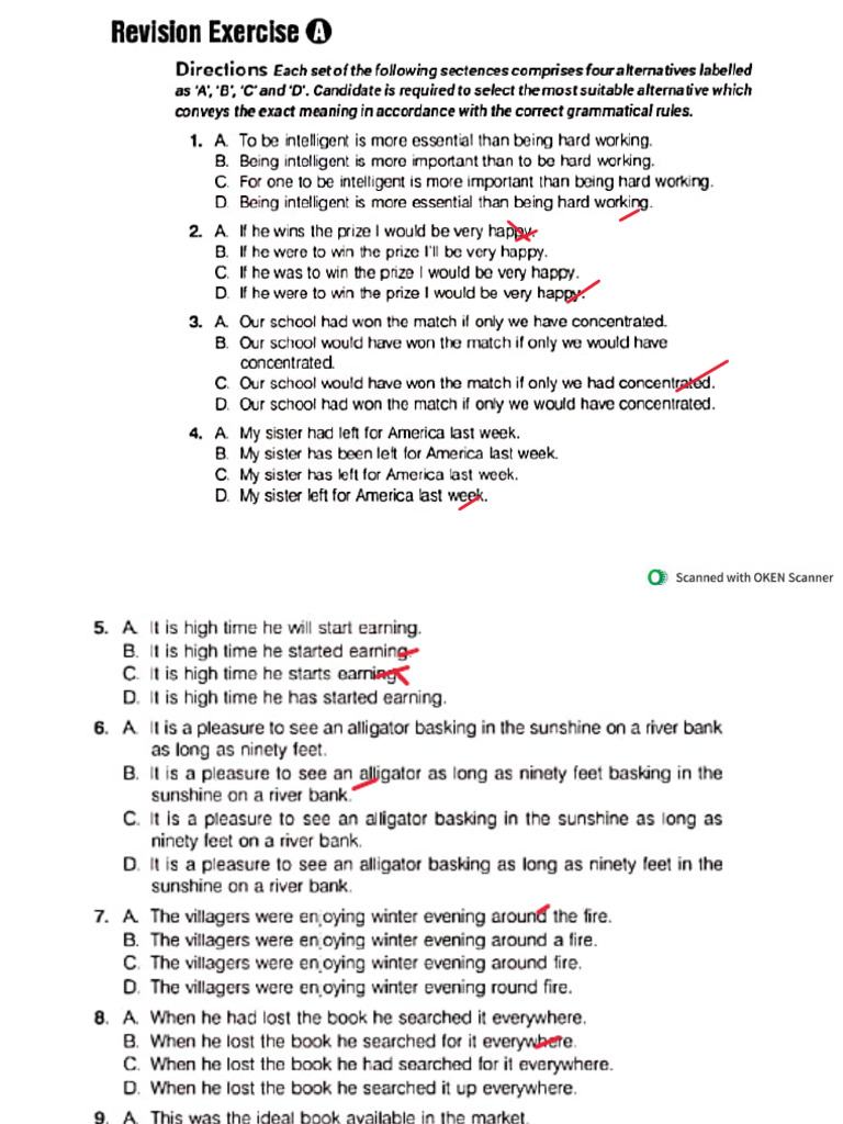 Select The Correct Sentence | PDF
