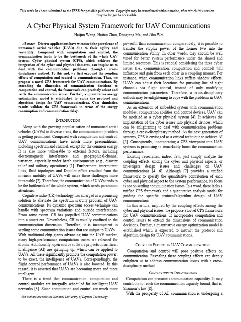 CPS Framework for UAV Communication | PDF | Unmanned Aerial Vehicle ...