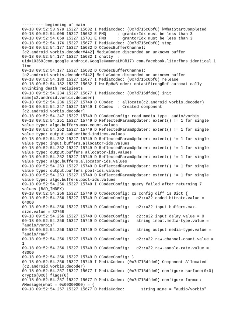 MediaCodec Vorbis Decoder Logs | PDF | Computing | Computer Engineering